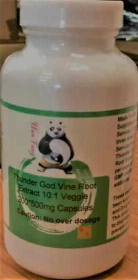 200 * 500mg Vegi-Capsules of Tripterygium Wilfordii, Thunder God Vine Root, Lei Gong Teng 10:1 Granules by Baicao