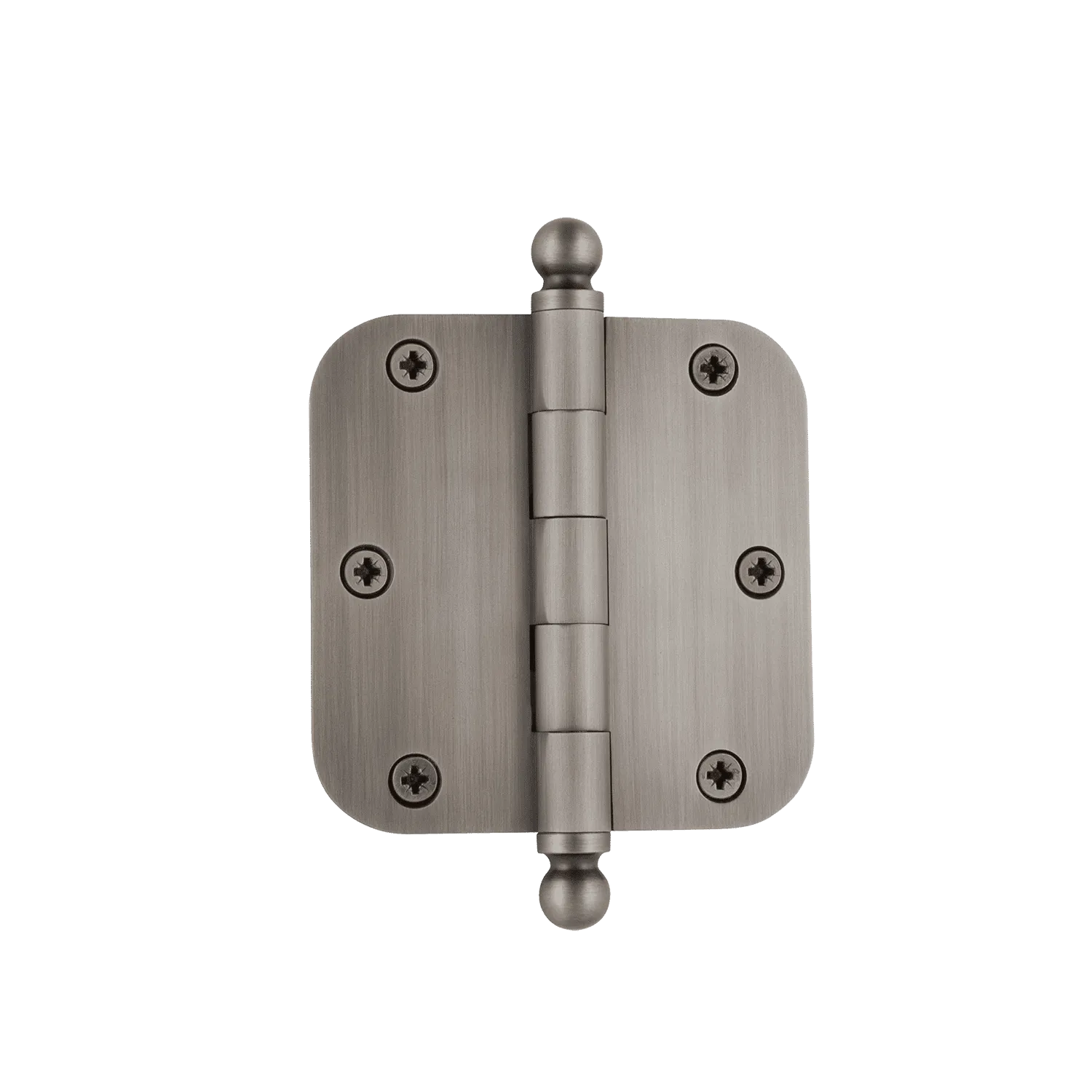 3.5" Ball Tip Residential Hinge with 5/8" Radius Corners in Antique Pewter