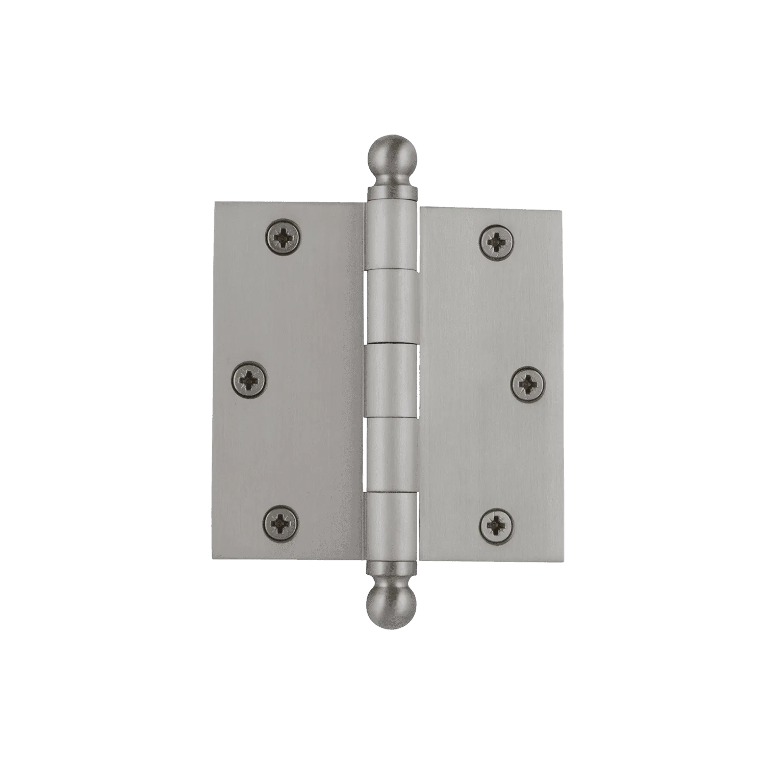 3.5" Ball Tip Residential Hinge with Square Corners in Satin Nickel