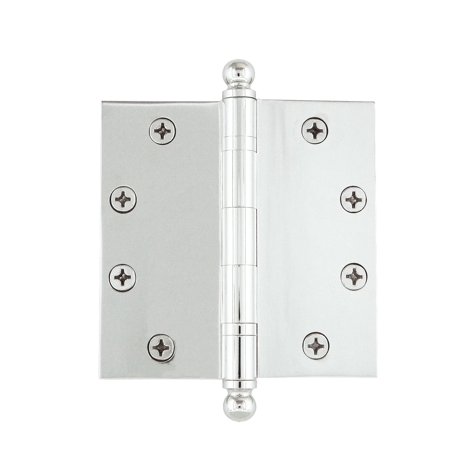 4.5" Ball Tip Heavy Duty Hinge with Square Corners in Bright Chrome