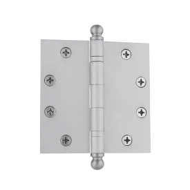 4.5" Ball Tip Heavy Duty Hinge with Square Corners in Satin Nickel
