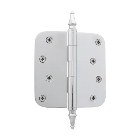 4" Steeple Tip Residential Hinge with 5/8" Radius Corners in Bright Chrome