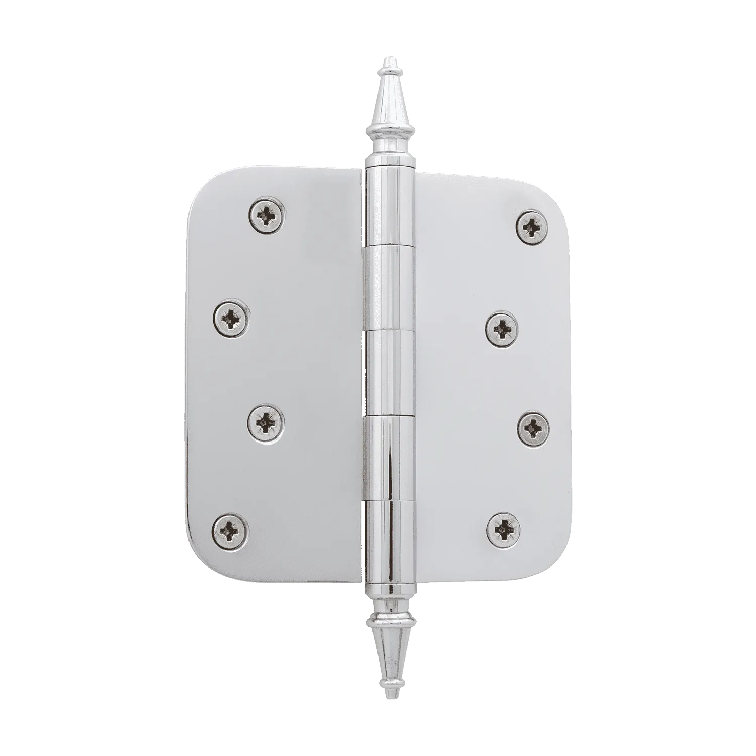 4" Steeple Tip Residential Hinge with 5/8" Radius Corners in Bright Chrome