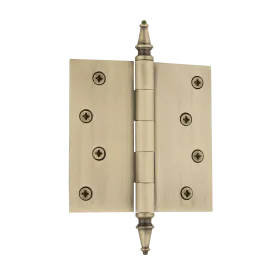 4" Steeple Tip Residential Hinge with Square Corners in Antique Brass