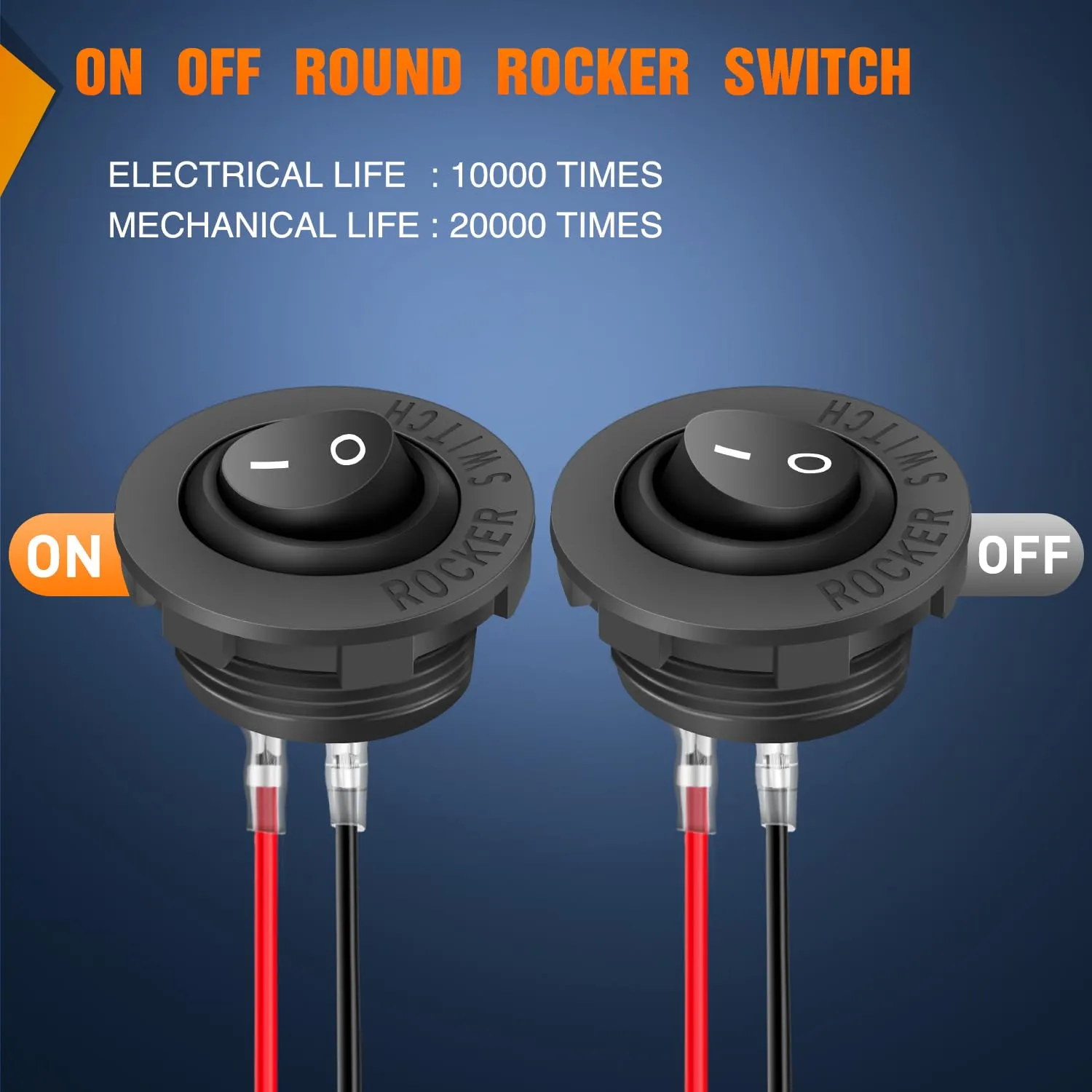 5PCS ON Off Round SPST 20mm Mini 12 Volt DC 2 Pin Circle Toggle Switch with 160mm Wiring Harness