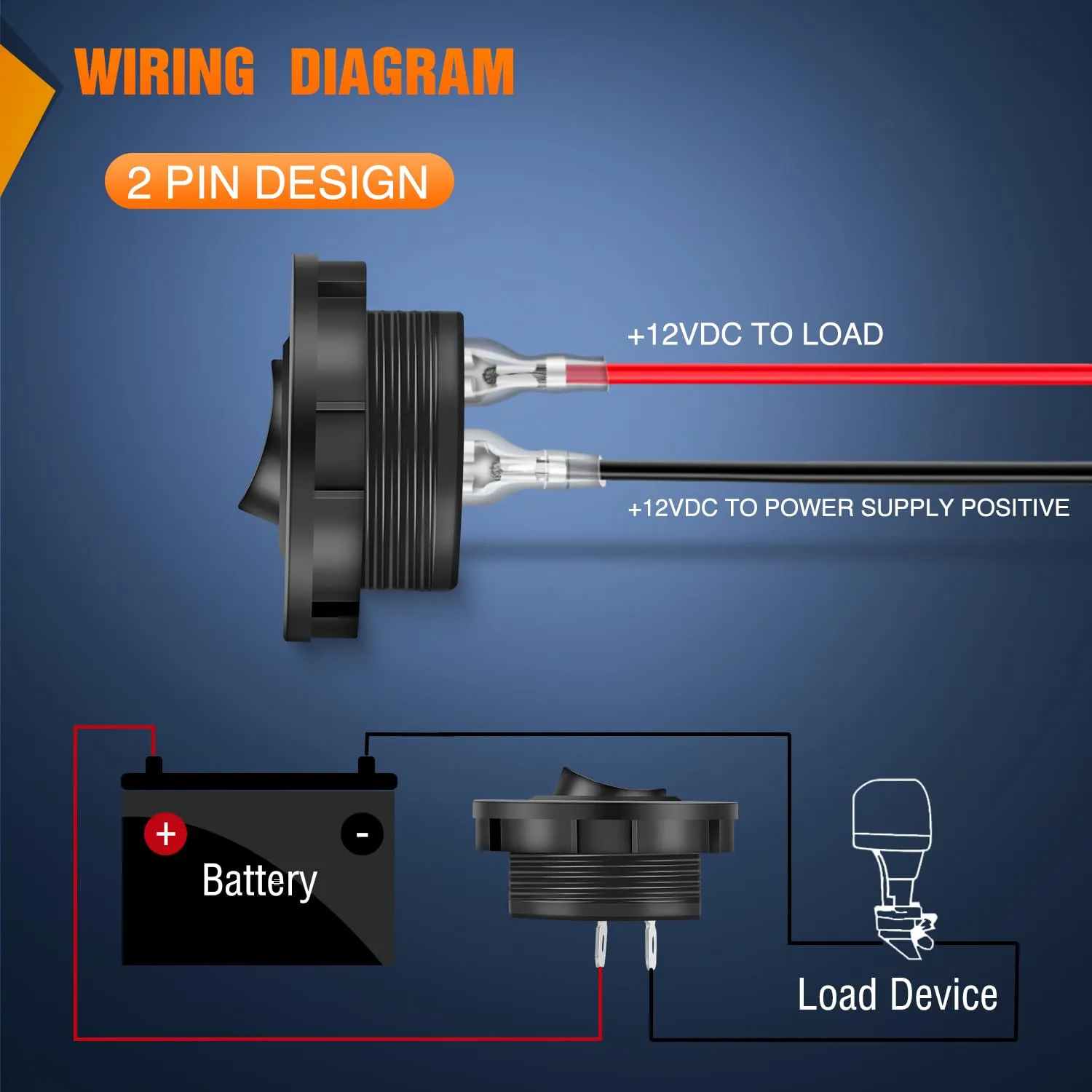 5PCS ON Off Round SPST 20mm Mini 12 Volt DC 2 Pin Circle Toggle Switch with 160mm Wiring Harness