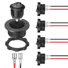 5PCS ON Off Round SPST 20mm Mini 12 Volt DC 2 Pin Circle Toggle Switch with 160mm Wiring Harness