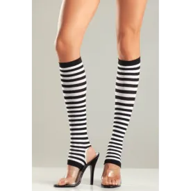 BeWicked Black/White Striped Stirrup Knee Highs