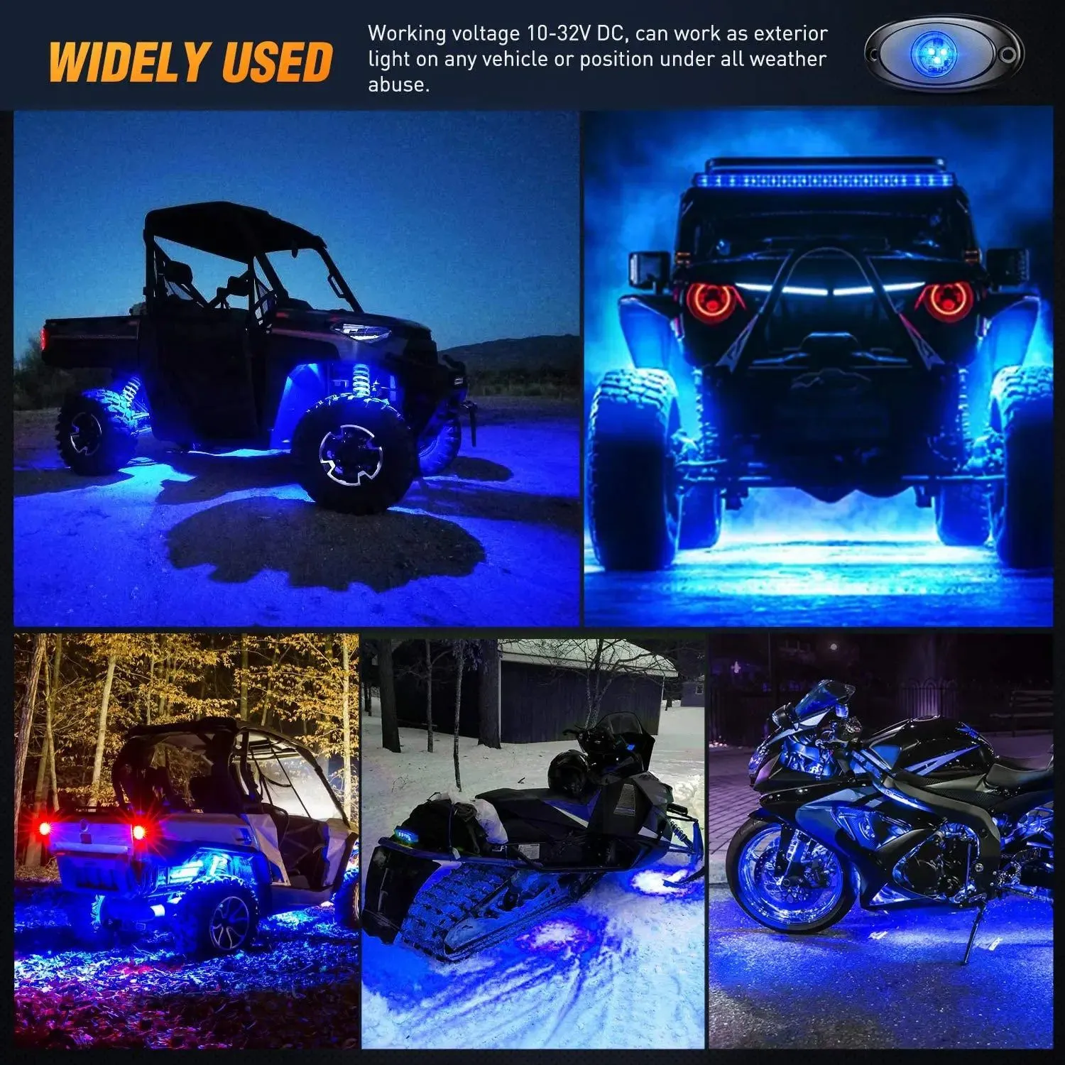 Blue LED Rock Lights (4 Pcs)