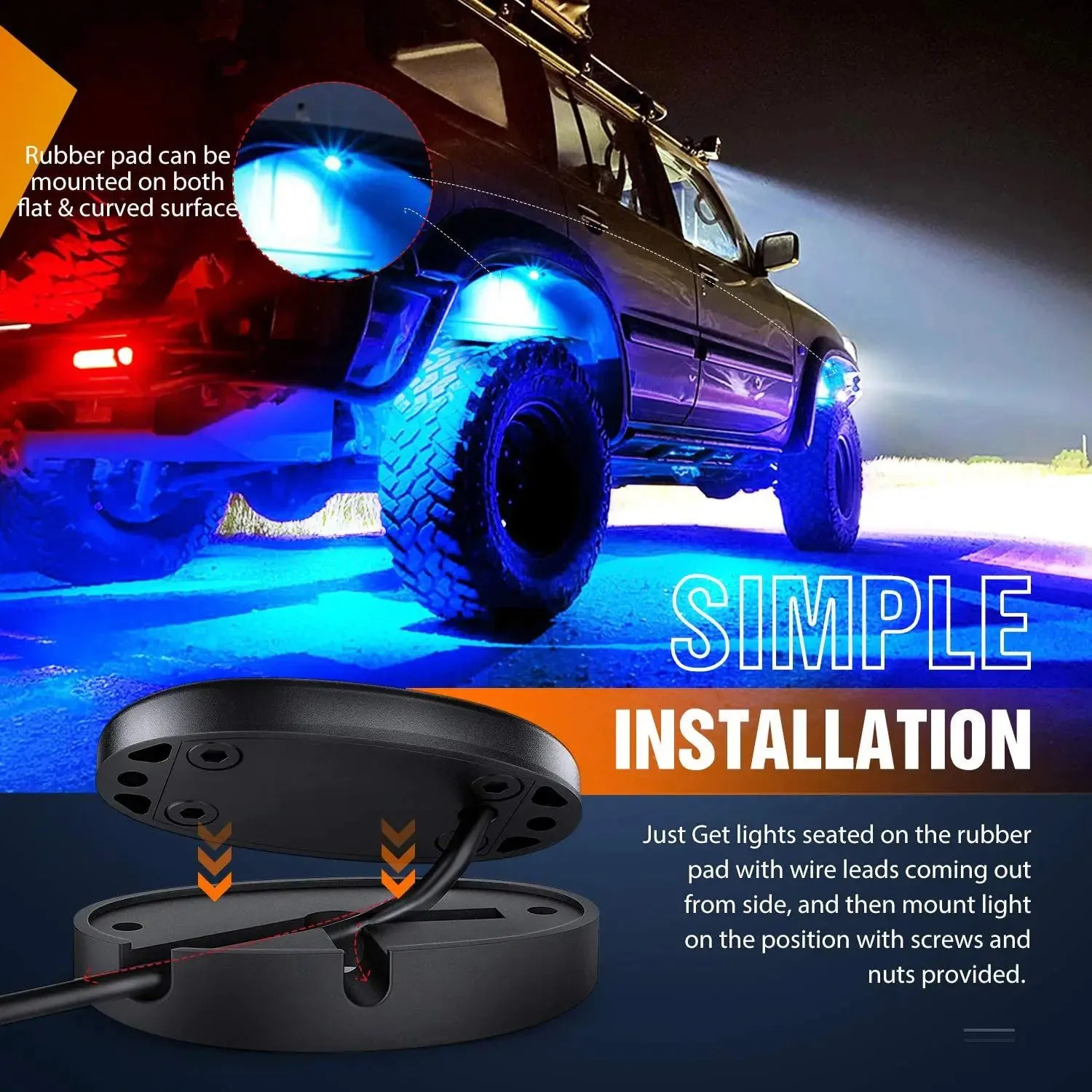 Blue LED Rock Lights (4 Pcs)