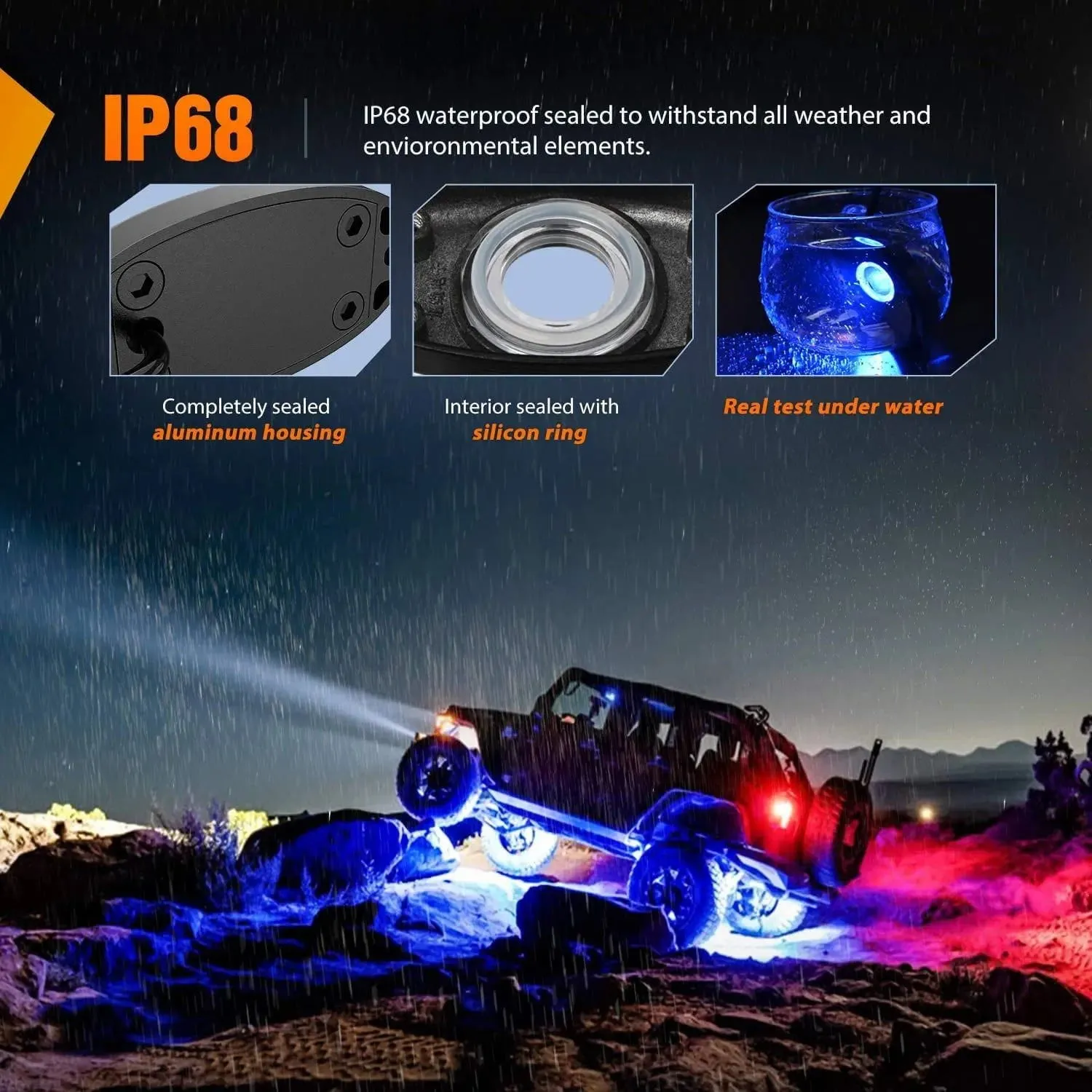 Blue LED Rock Lights (4 Pcs)