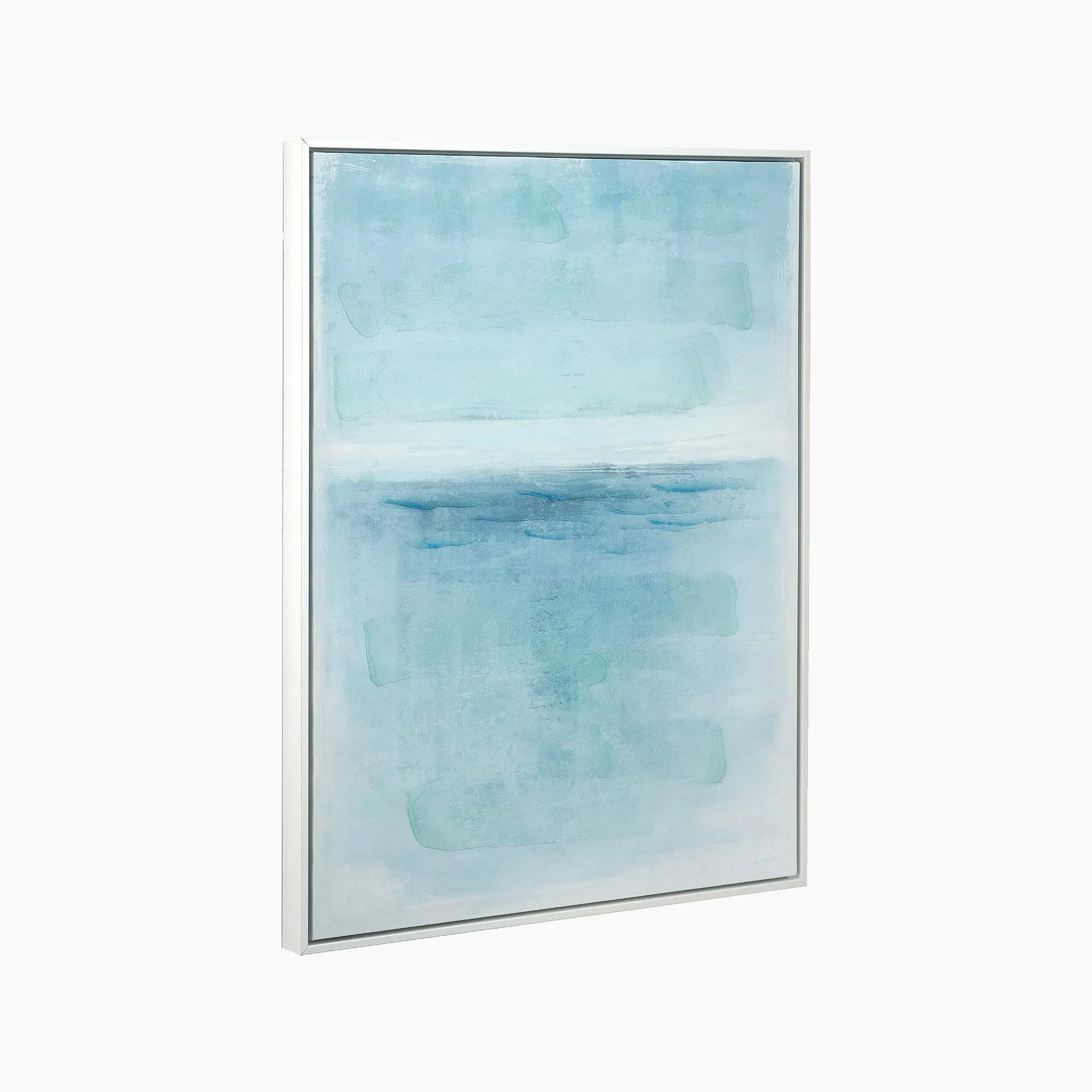 Blues Abstract Canvas with White Frame
