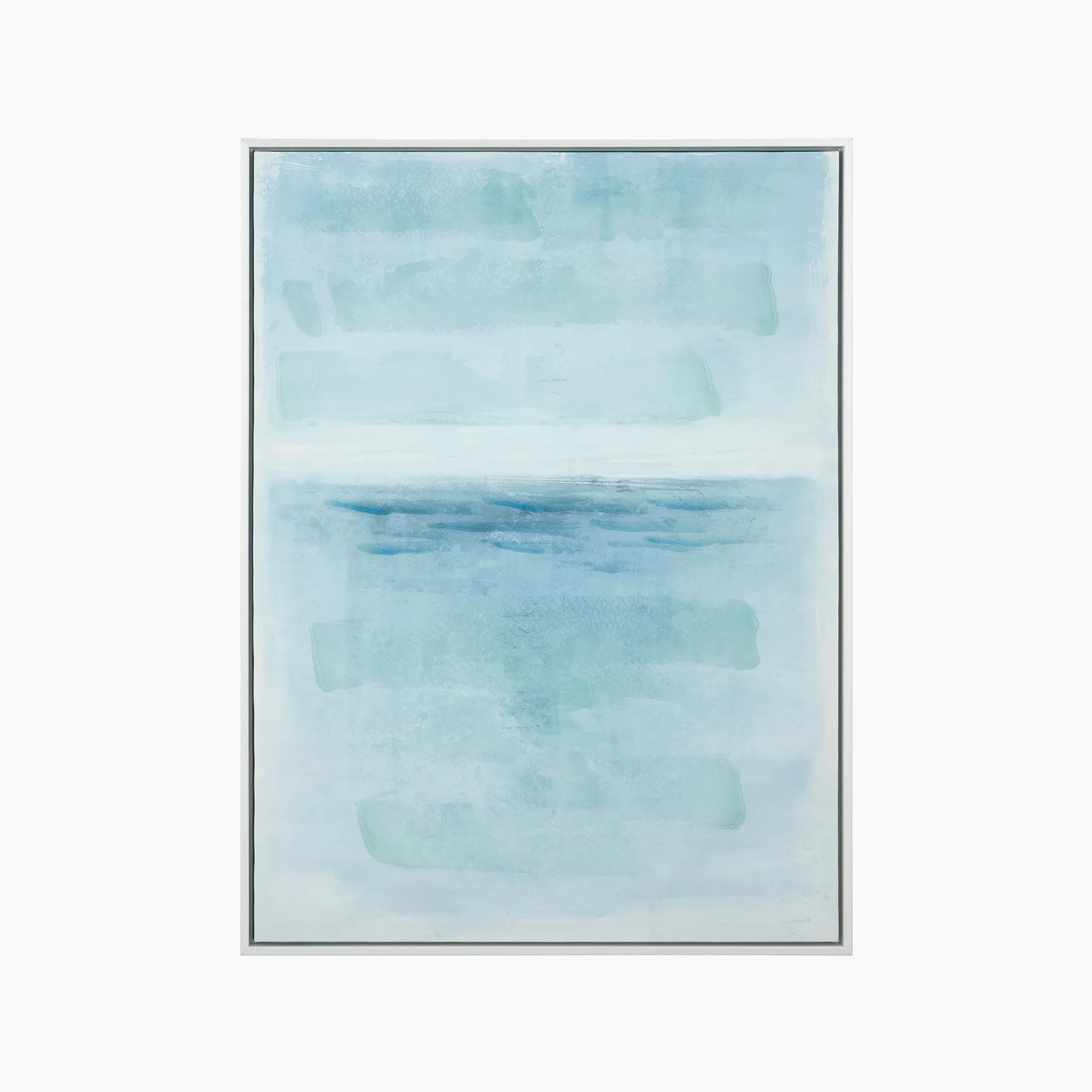 Blues Abstract Canvas with White Frame