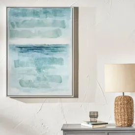 Blues Abstract Canvas with White Frame