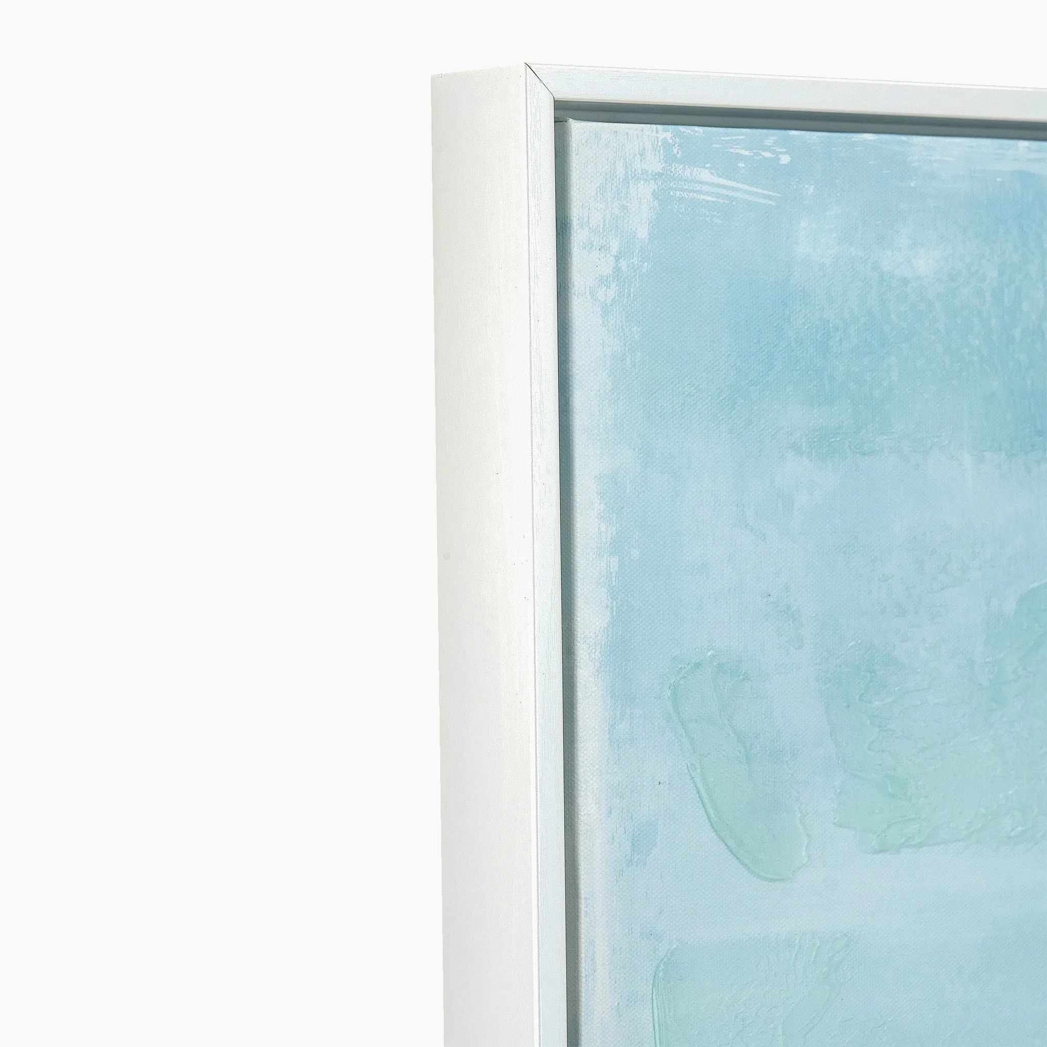 Blues Abstract Canvas with White Frame