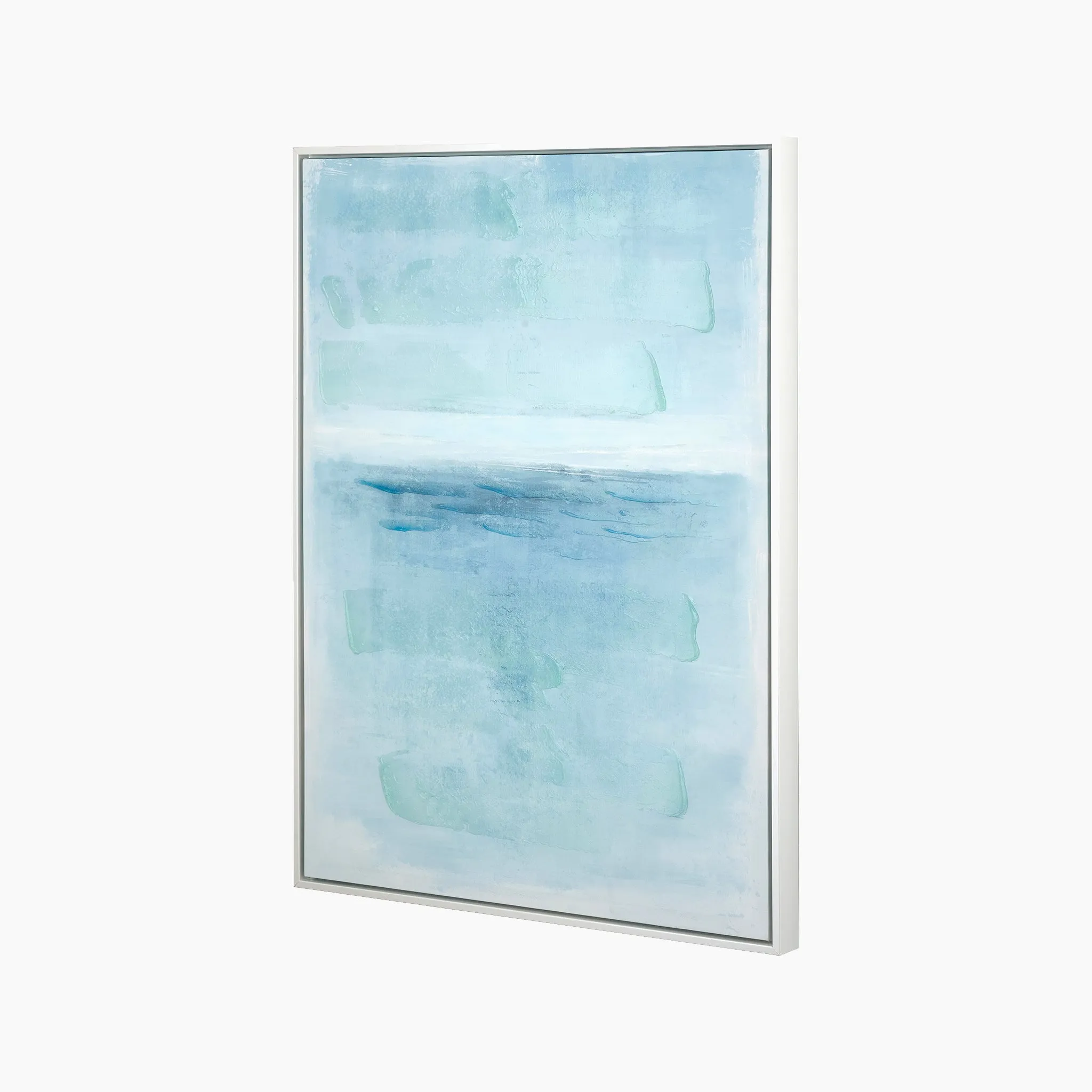 Blues Abstract Canvas with White Frame