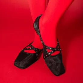 Chloe Ballet Flat in Black Mesh