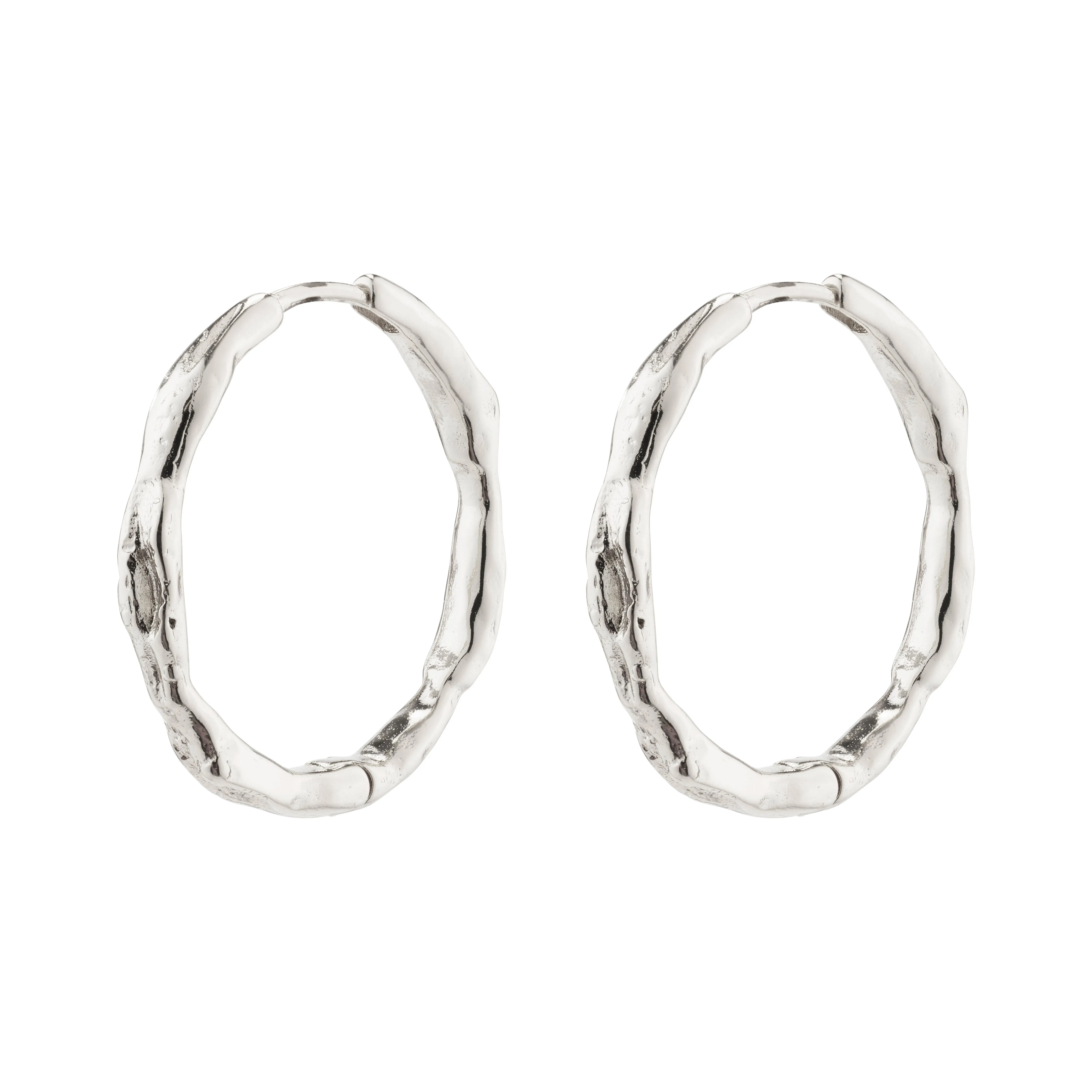 EDDY recycled  organic shaped large hoops silver-plated
