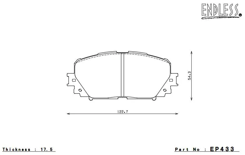 ENDLESS EP433MA45B Front brake pads TOYOTA RACTIS NCP120
