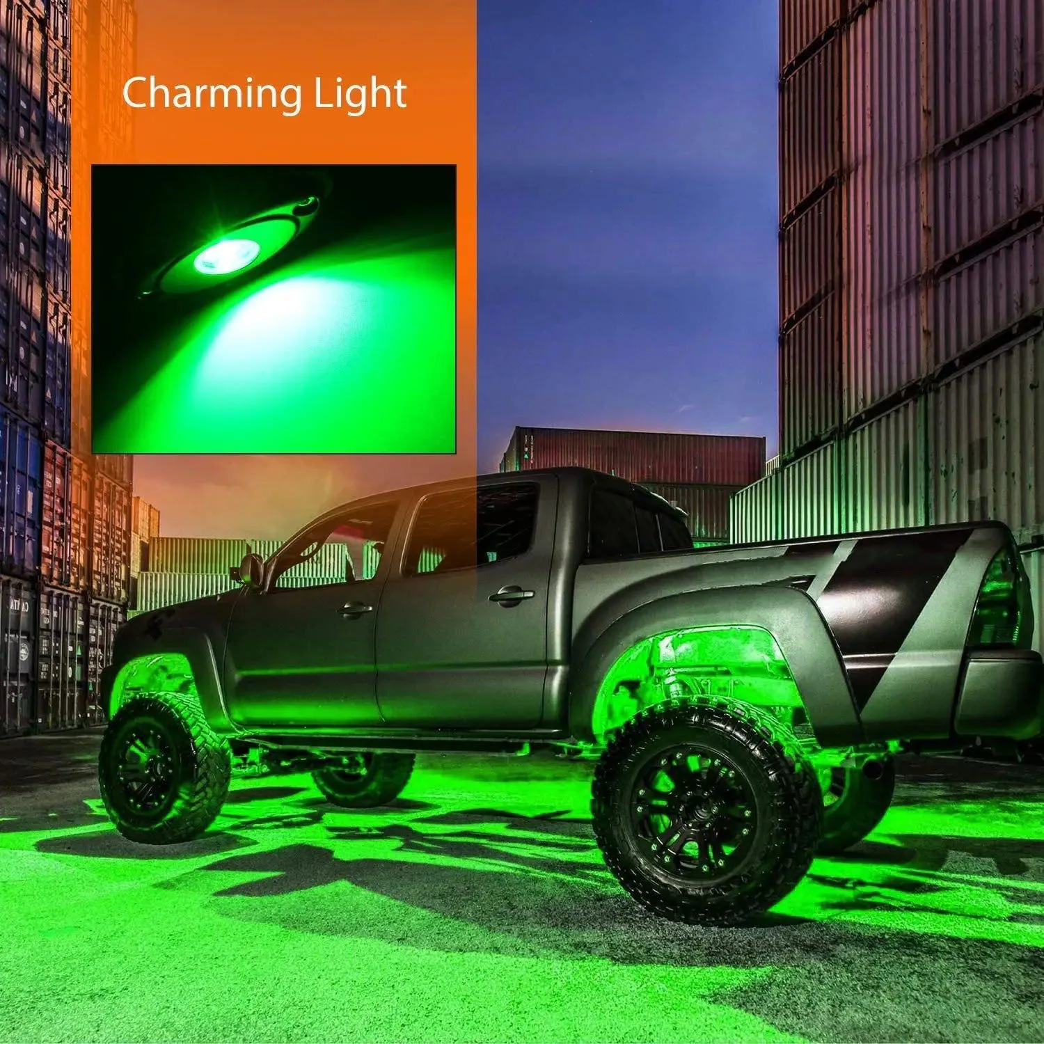 Green LED Rock Lights (4 Pcs)