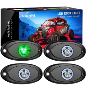 Green LED Rock Lights (4 Pcs)
