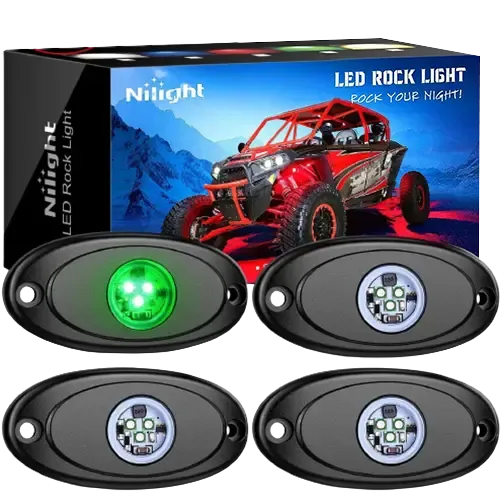 Green LED Rock Lights (4 Pcs)