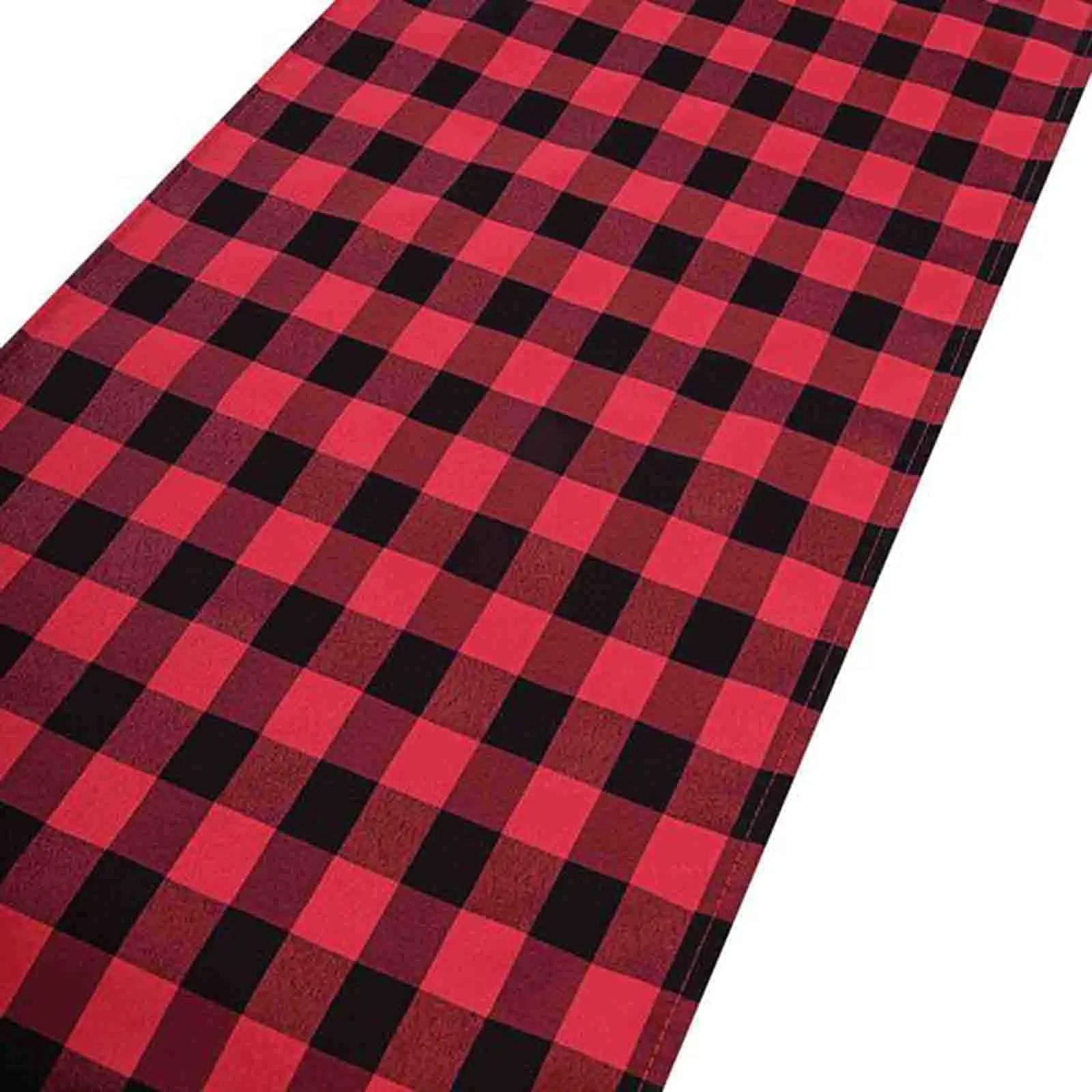 Red and Black Checkered Buffalo Plaid Gingham Fabric Table Runner, Seasonal Fall and Christmas Home Decor (14" x 108")