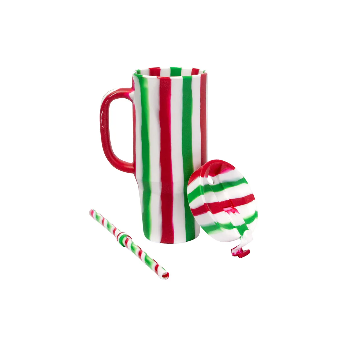 Silipint Silicone 32 oz Candy Cane Collection Humbler (Handled Straw Tumbler)