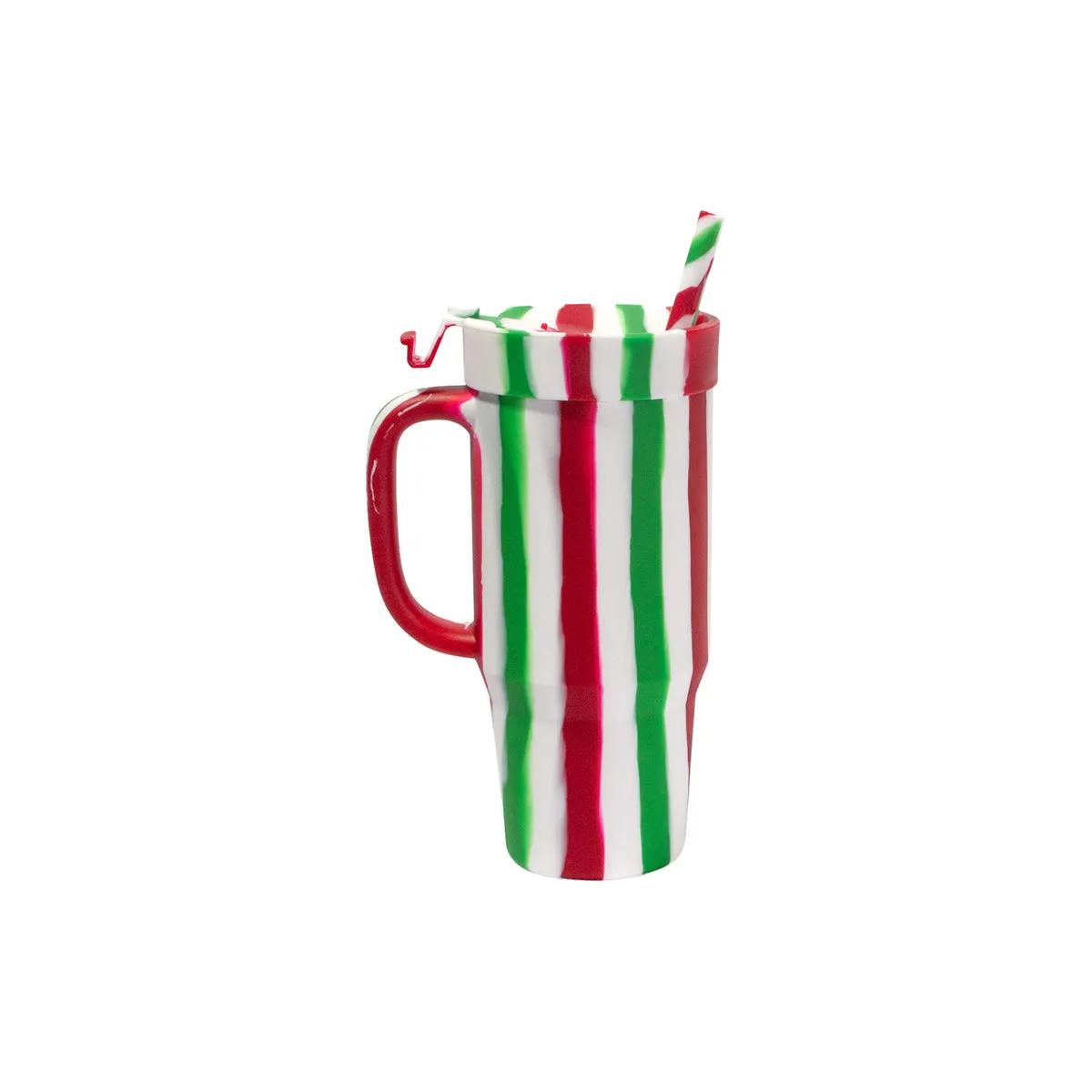 Silipint Silicone 32 oz Candy Cane Collection Humbler (Handled Straw Tumbler)