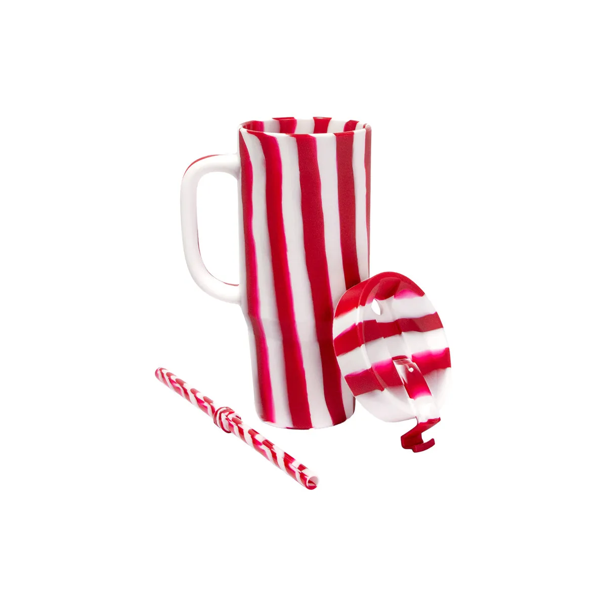 Silipint Silicone 32 oz Candy Cane Collection Humbler (Handled Straw Tumbler)