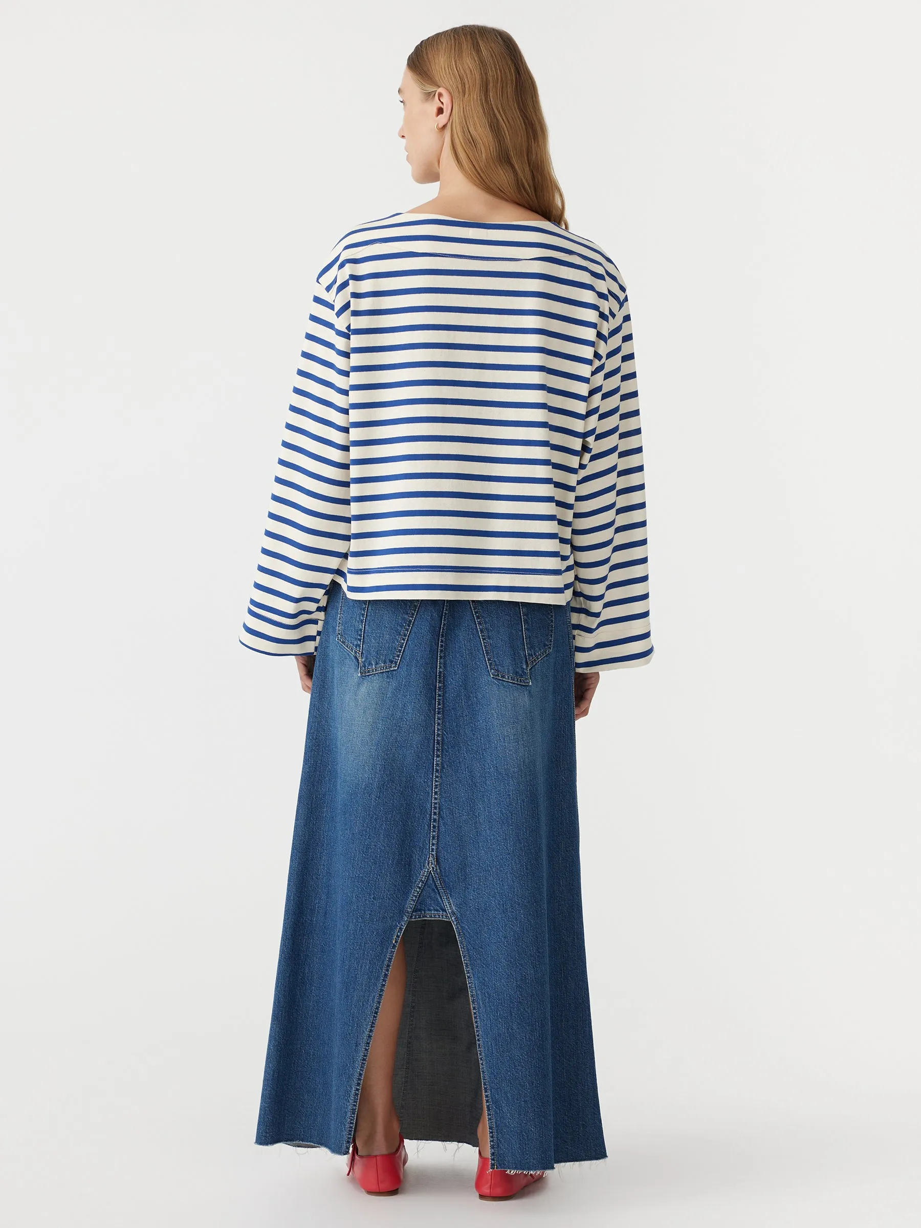 stripe boatneck long sleeve t.shirt