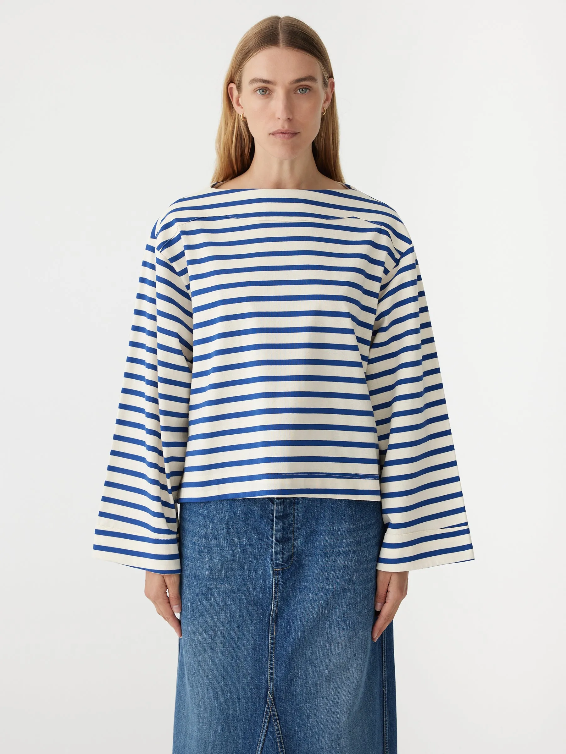 stripe boatneck long sleeve t.shirt
