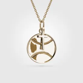 Tennis Necklace With Dangle Cross | Gold