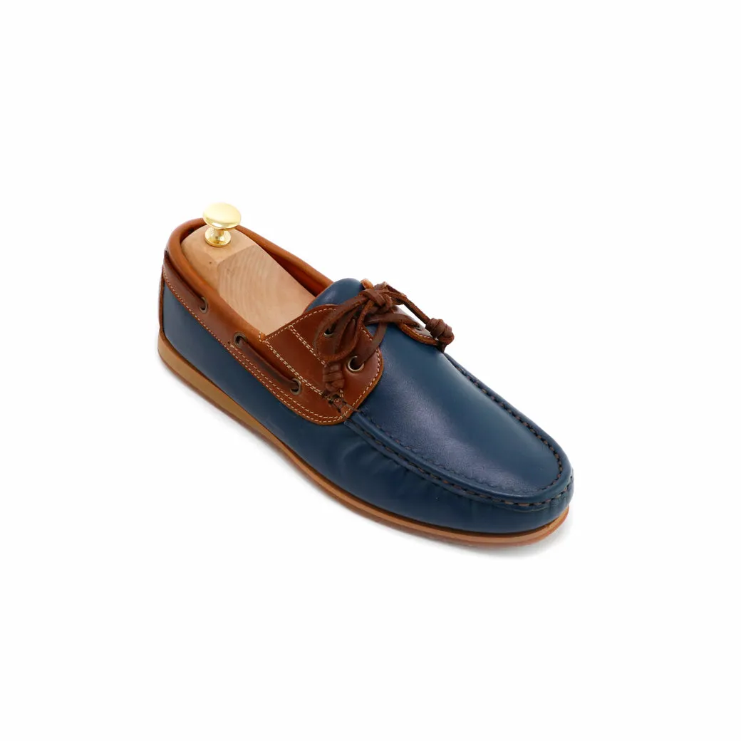 The Punter's Boat Shoes - Navy and Beige