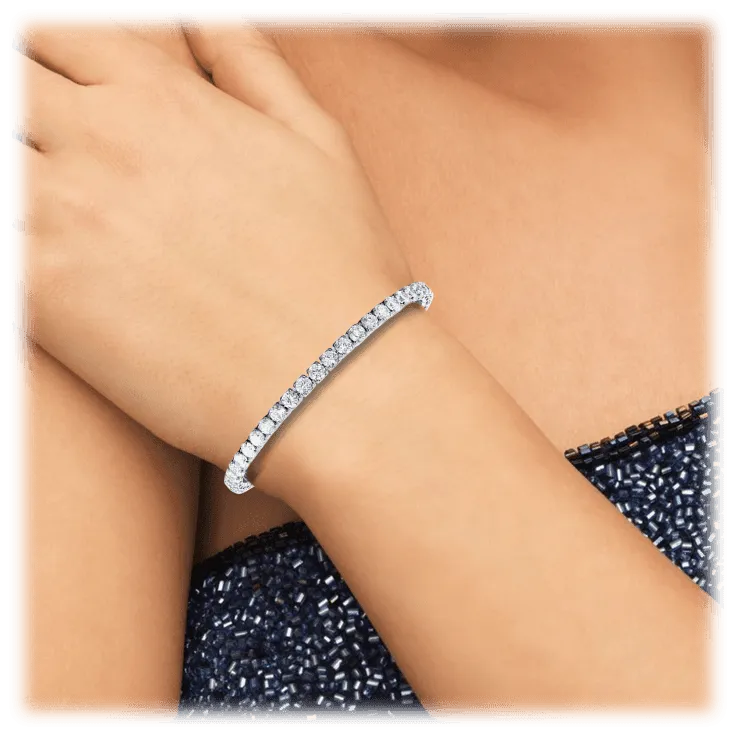 White Gold Cubic Zirconia Single Row Tennis Bracelet for Women